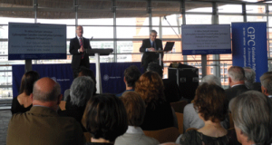 Professor Dafydd Johnston & Andrew Hawke speaking during the launch